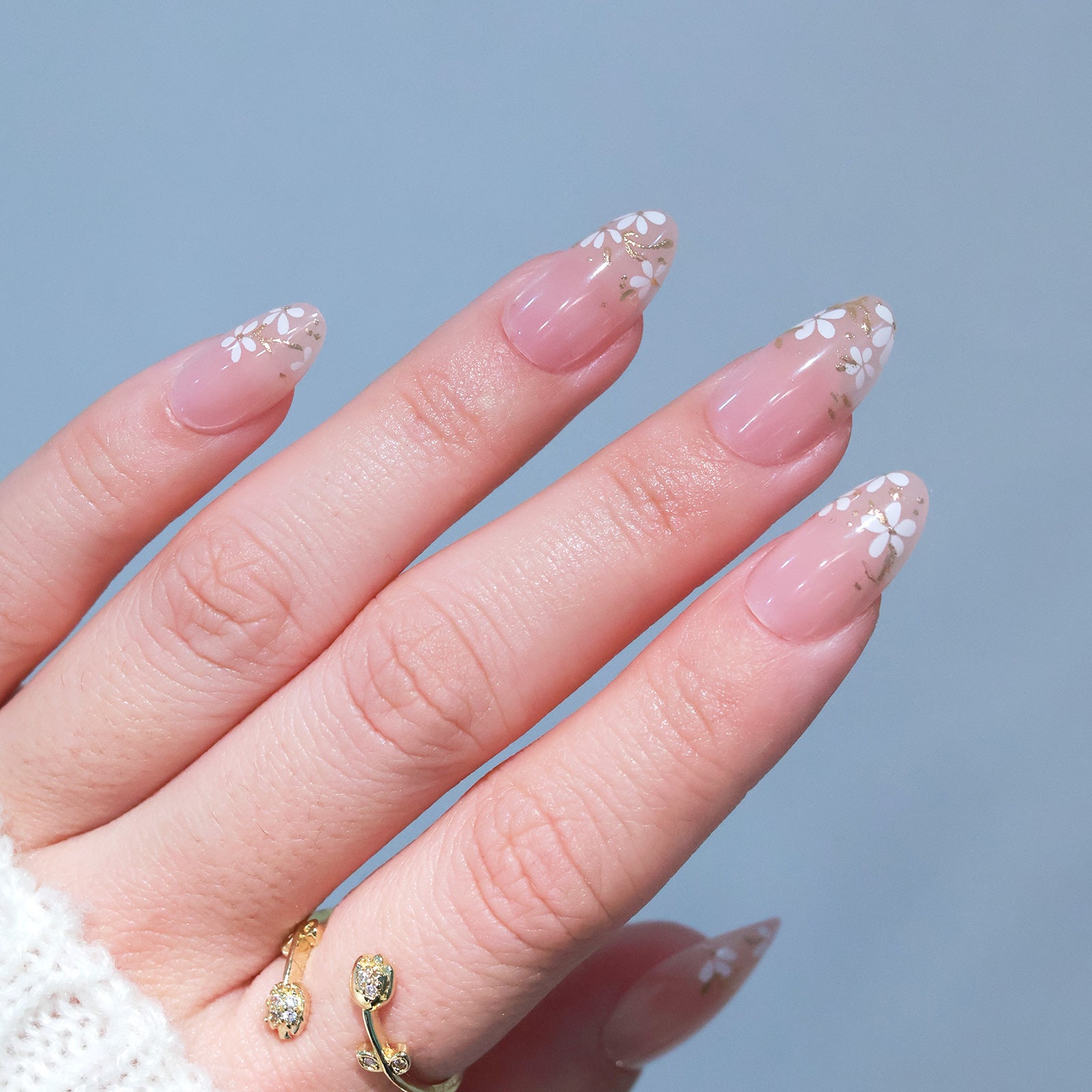 Patterned - Gilded Blossom - Short Almond