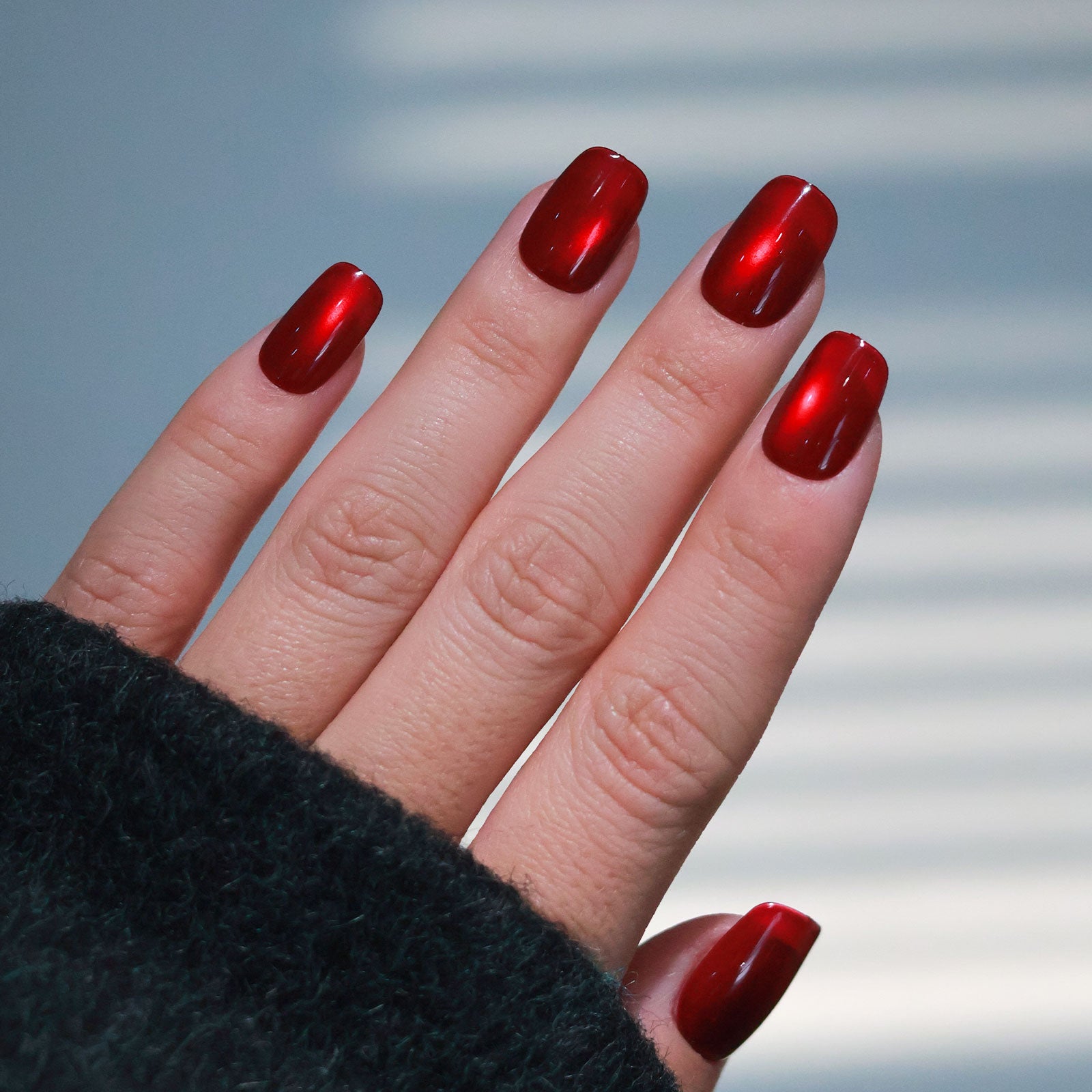 Cat Eye - Red Gem - Short Squoval Secondary image