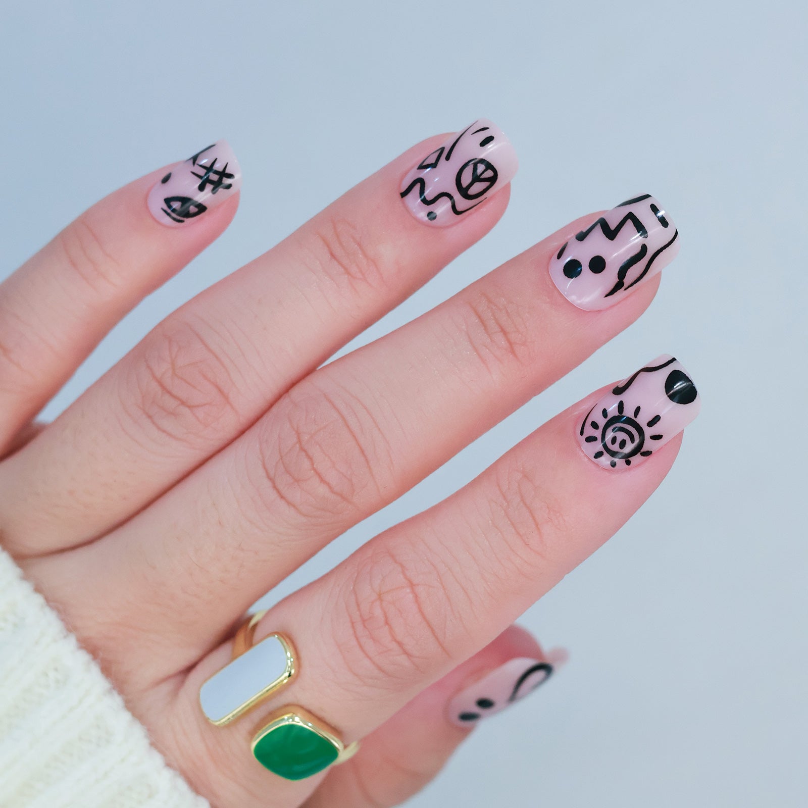 Patterned - Doodle Diary - Extra Short Squoval Secondary image