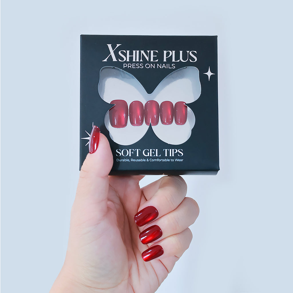 Cat Eye - Red Gem - Short Squoval