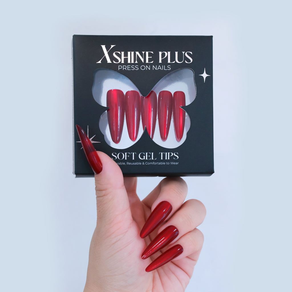 Cat Eye - Red Gem - Long Stiletto