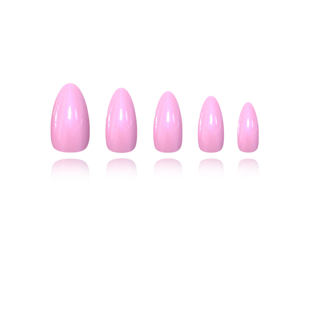 Solid Color - Bubblegum Shimmer - Short Almond