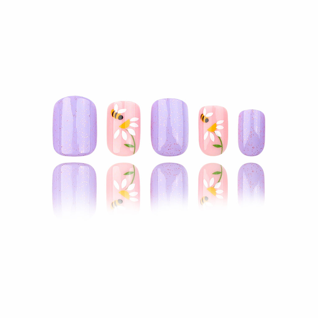 Patterned - Lavender Buzz - Extra Short Square