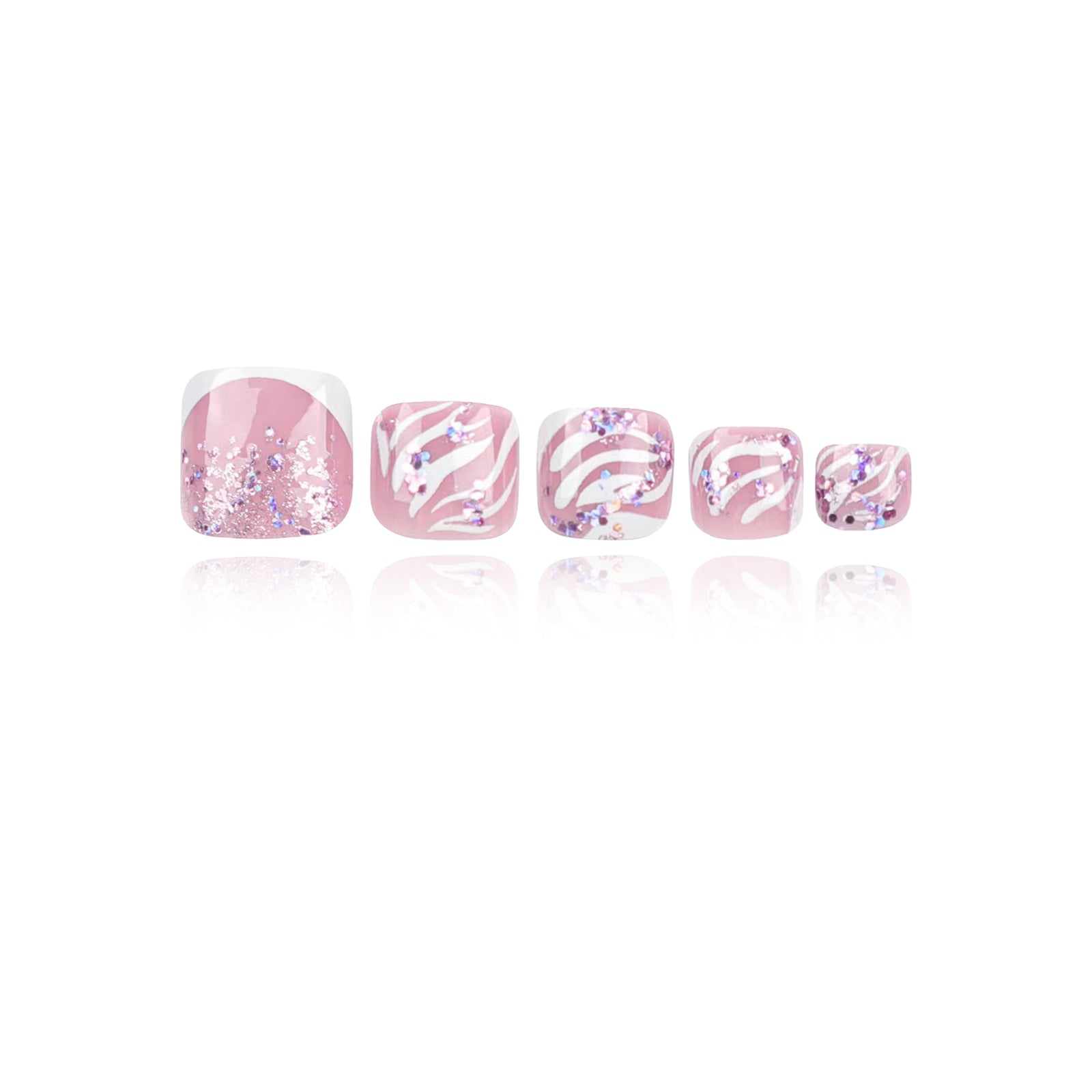 French - Glitter Zebra - Toe Nails Main image