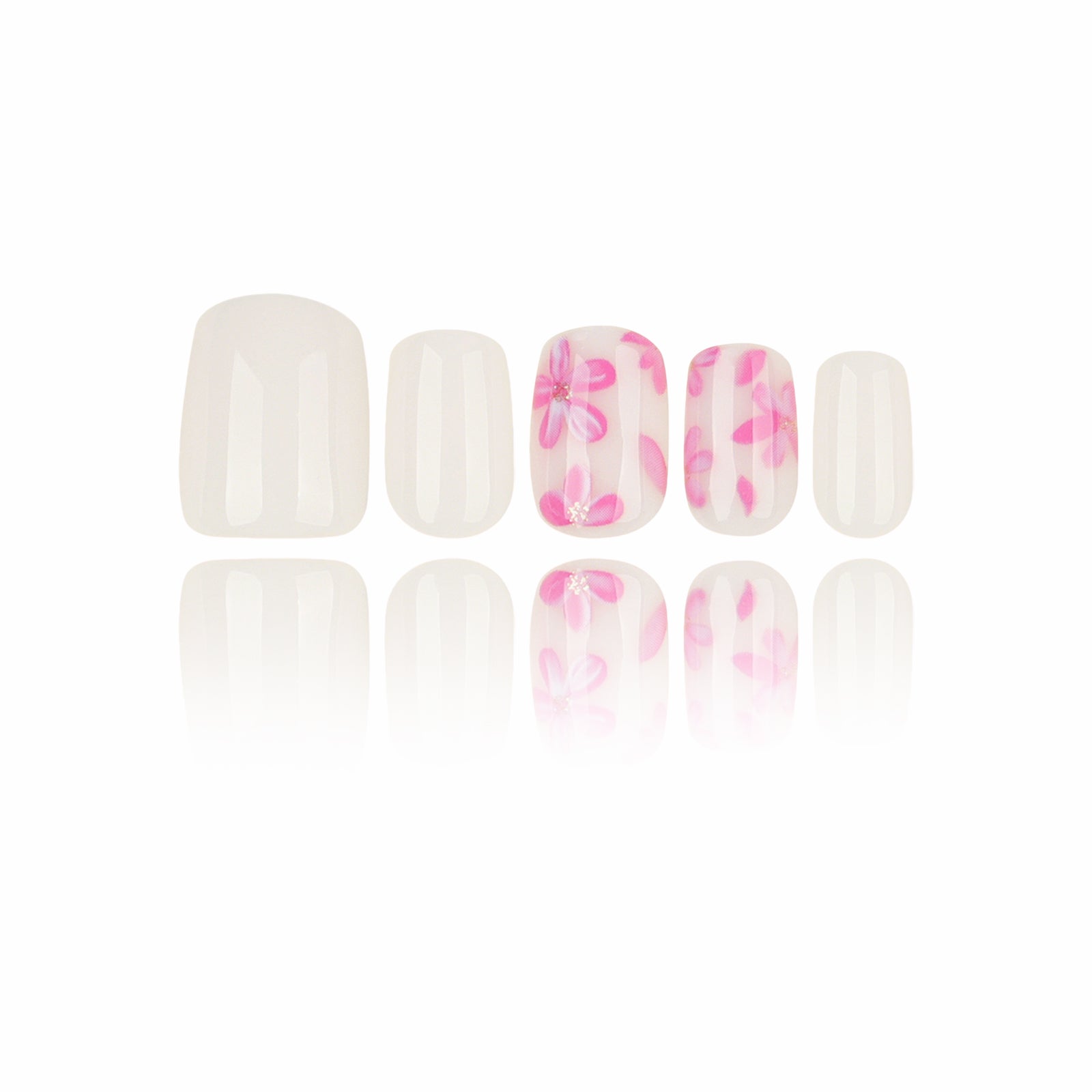 Patterned - Ivory Flora - Extra Short Squoval Main image