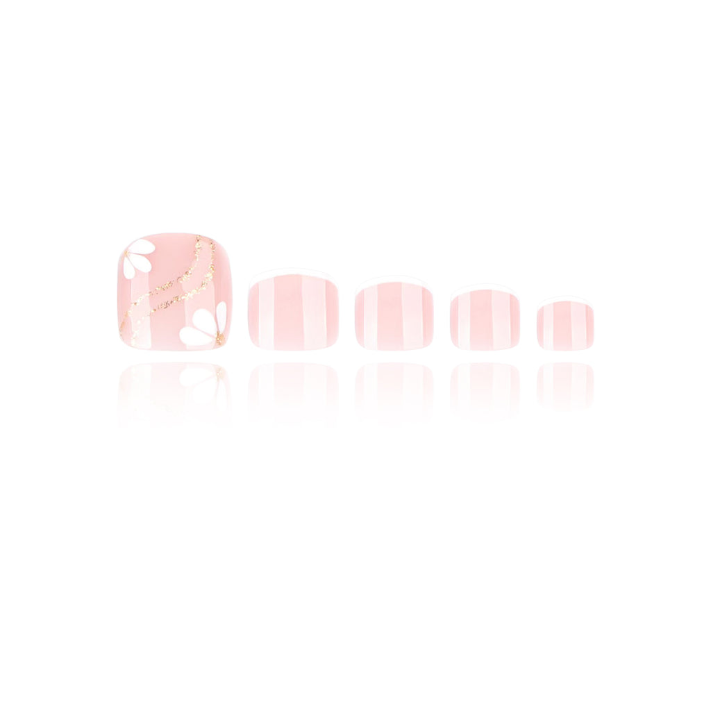 French - Swirl Petal - Toe Nails