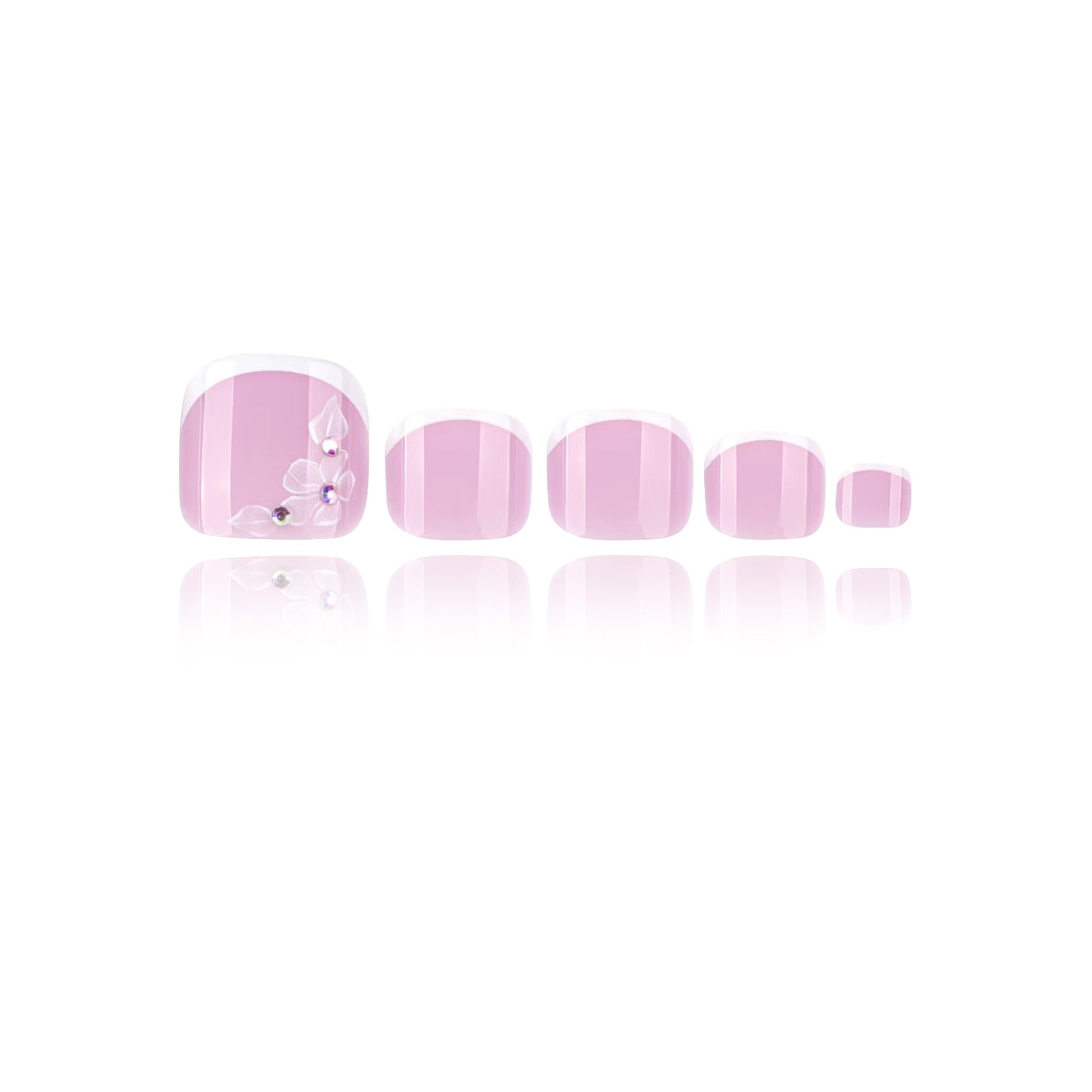 French - White Petals - Toe Nails