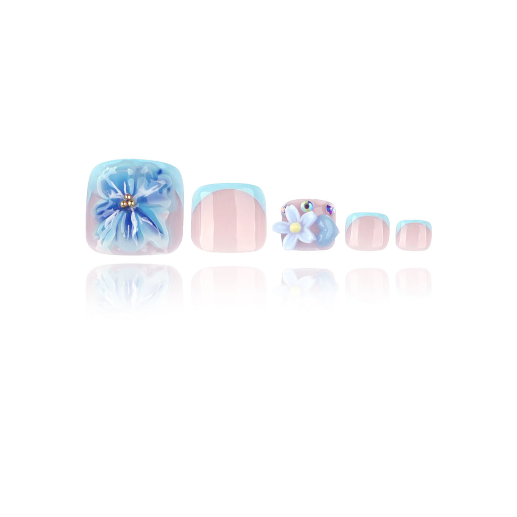 3D - Aqua Petal - Toe Nails