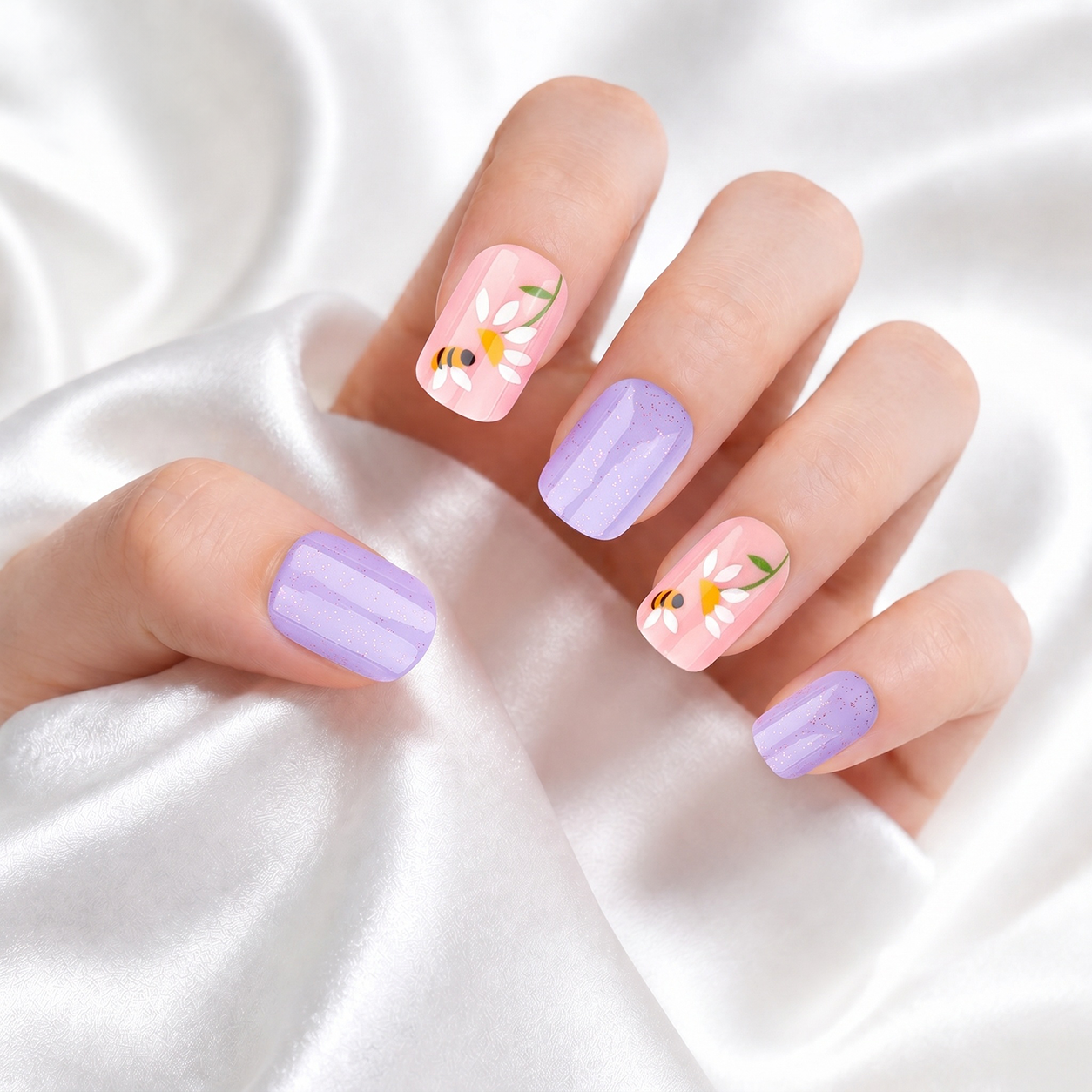 Patterned - Lavender Buzz - Extra Short Square Secondary image