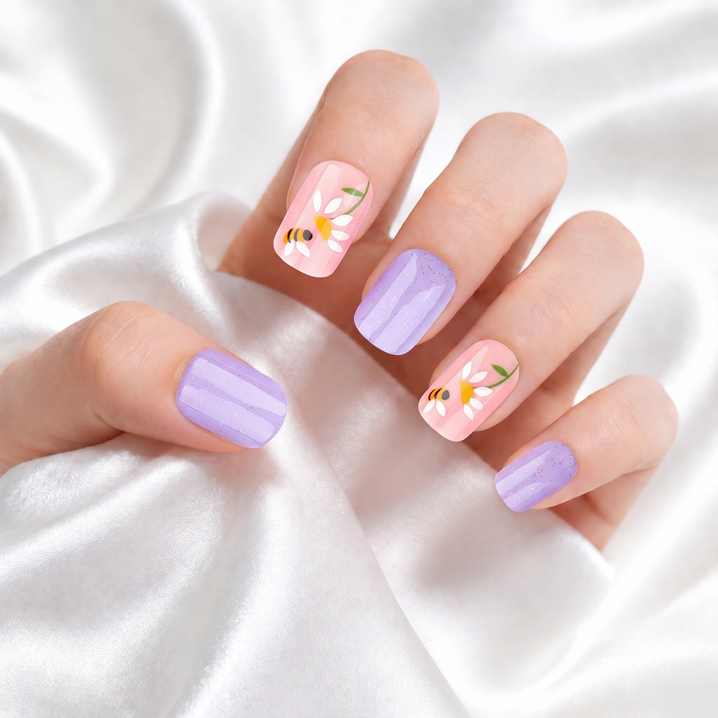 Patterned - Lavender Buzz - Extra Short Square
