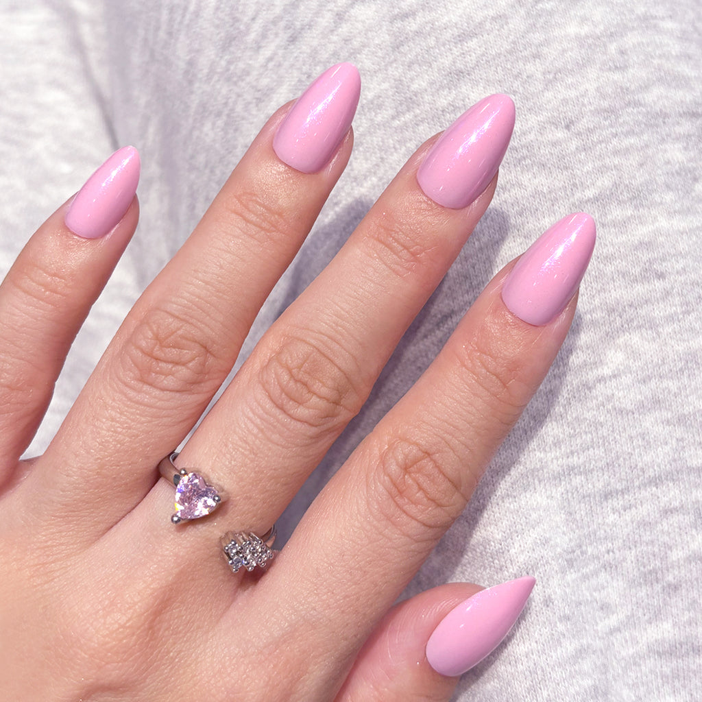 Solid Color - Bubblegum Shimmer - Short Almond