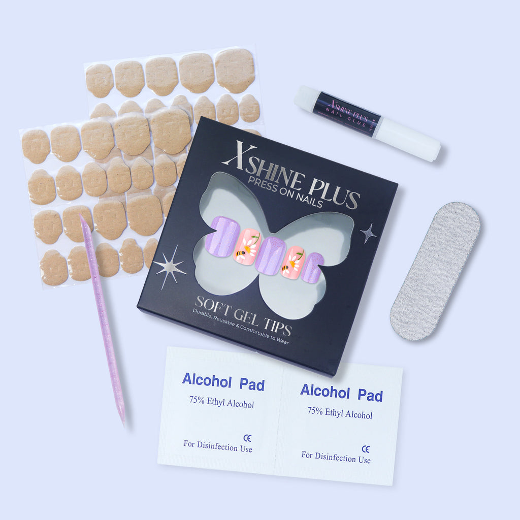 Patterned - Lavender Buzz - Extra Short Square